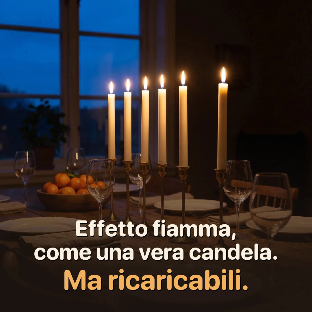Ceriva™ - Candele LED a stelo ricaricabili con base di ricarica, set da 6 Zomesi