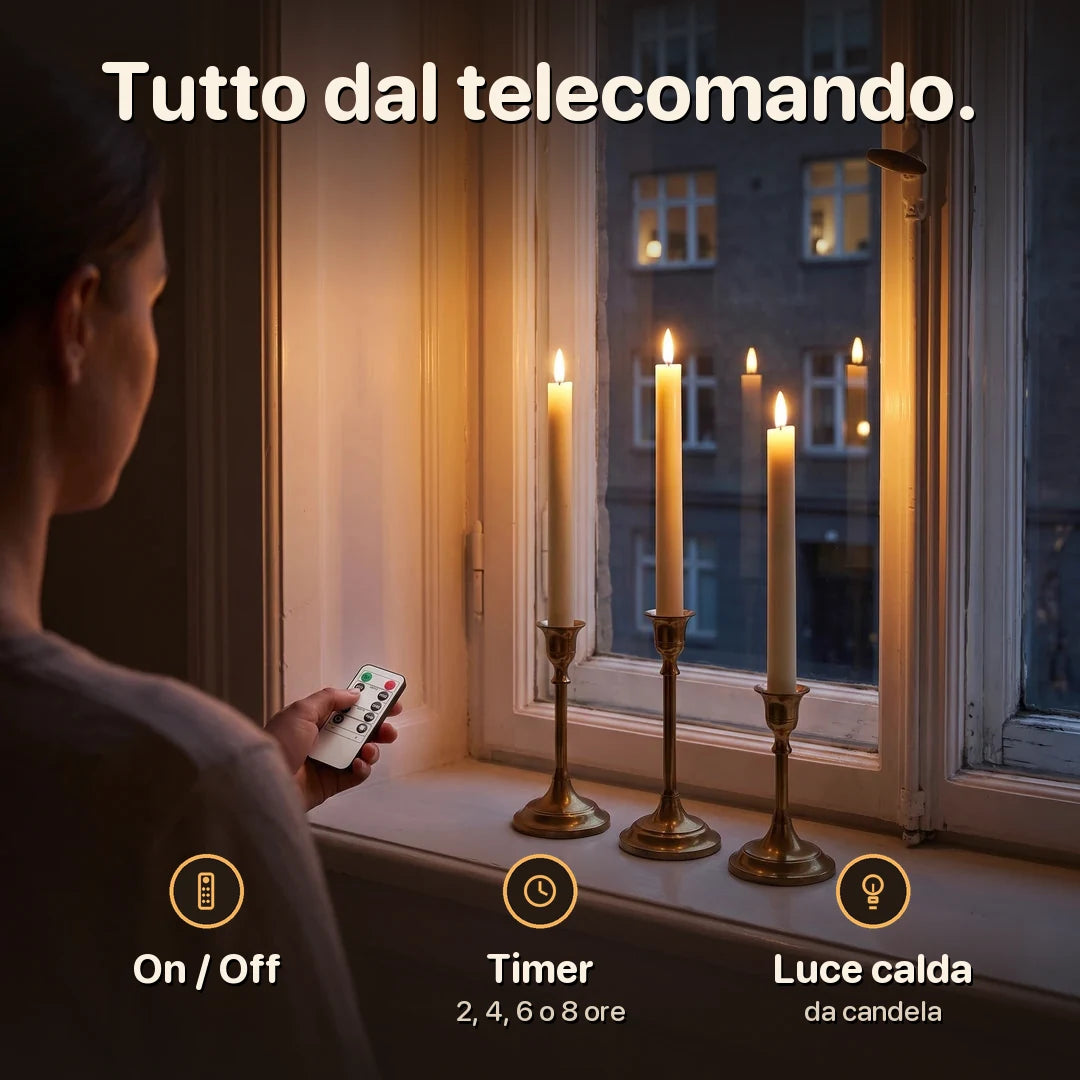 Ceriva™ - Candele LED a stelo ricaricabili con base di ricarica, set da 6 Zomesi